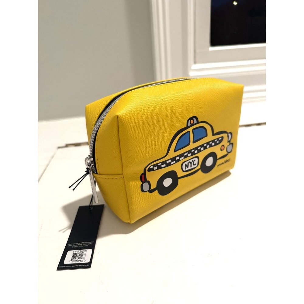 NWT Marc Tetro NYC Taxi Cosmetic Bag Pouch Yellow 7"x5"x3" [jb] - Picture 2 of 8